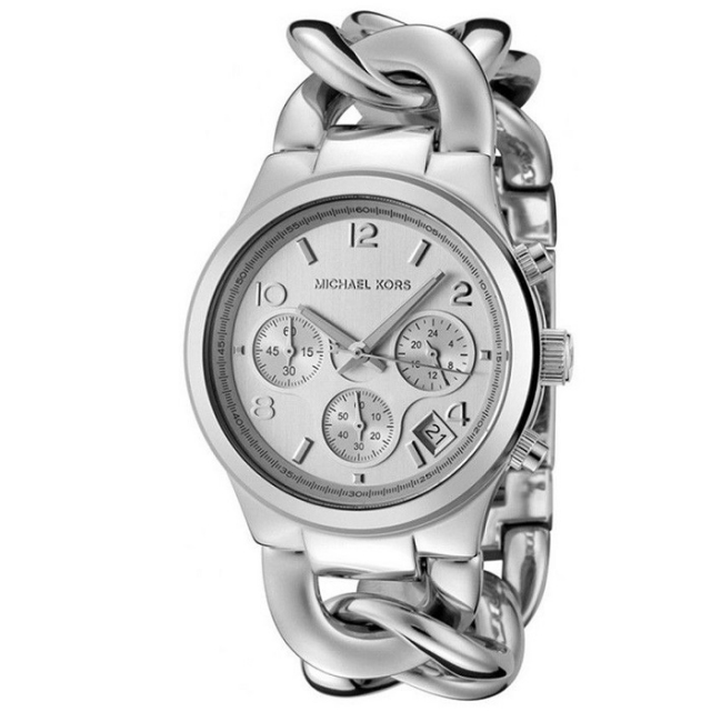 michael kors ura, srebrna ura, kovinski pasek, elegantna ura