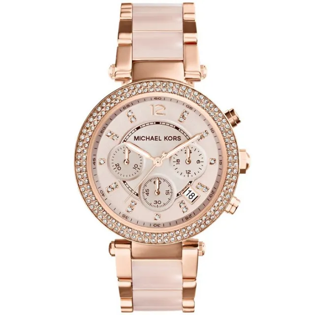 MICHAEL KORS ženski satovi MK5896 Parker – rozezlatni kronograf sat s kristalima